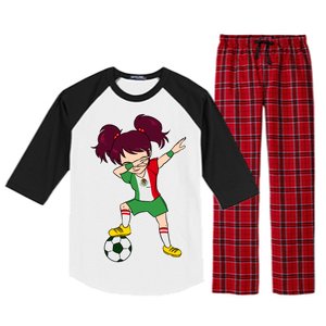 Mexican Dabbing Soccer Gril Mexico Raglan Sleeve Pajama Set