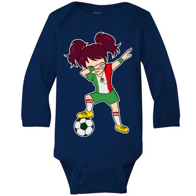 Mexican Dabbing Soccer Gril Mexico Baby Long Sleeve Bodysuit