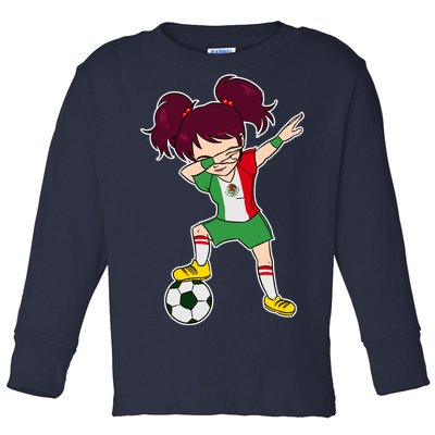 Mexican Dabbing Soccer Gril Mexico Toddler Long Sleeve Shirt