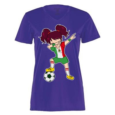 Mexican Dabbing Soccer Gril Mexico Women's Momentum V-Neck T-Shirt