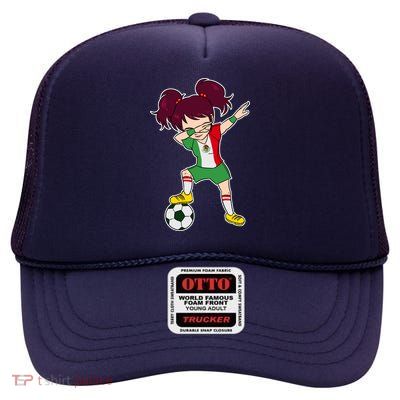 Mexican Dabbing Soccer Gril Mexico High Crown Mesh Back Trucker Hat