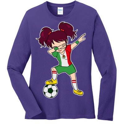 Mexican Dabbing Soccer Gril Mexico Ladies Long Sleeve Shirt