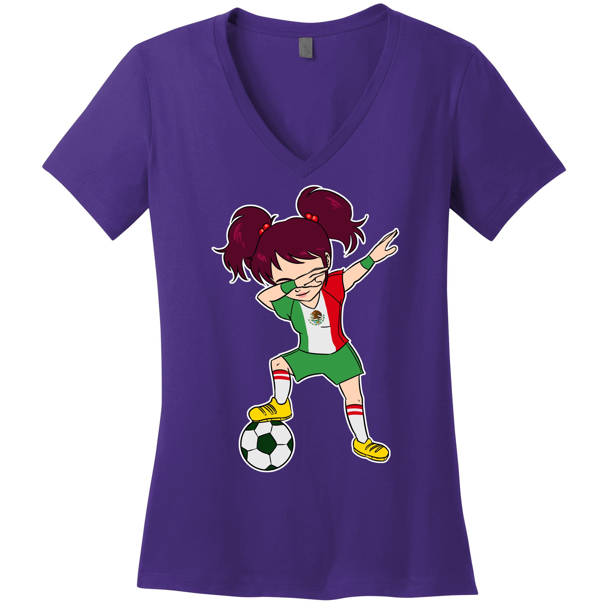 Mexican Dabbing Soccer Gril Mexico Women's V-Neck T-Shirt