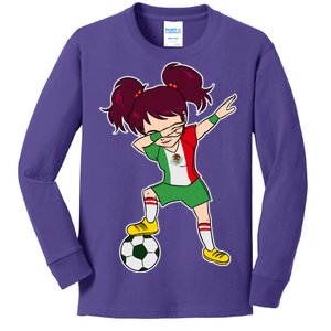 Mexican Dabbing Soccer Gril Mexico Kids Long Sleeve Shirt