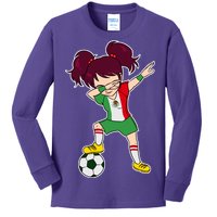 Mexican Dabbing Soccer Gril Mexico Kids Long Sleeve Shirt