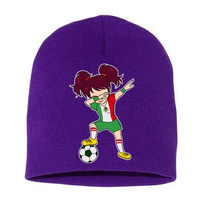 Mexican Dabbing Soccer Gril Mexico Short Acrylic Beanie