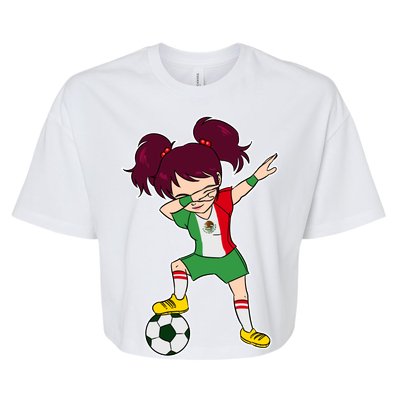 Mexican Dabbing Soccer Gril Mexico Bella+Canvas Jersey Crop Tee