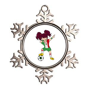 Mexican Dabbing Soccer Gril Mexico Metallic Star Ornament