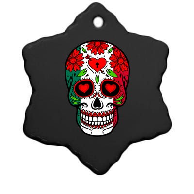 Mexican Sugar Skull Ceramic Star Ornament