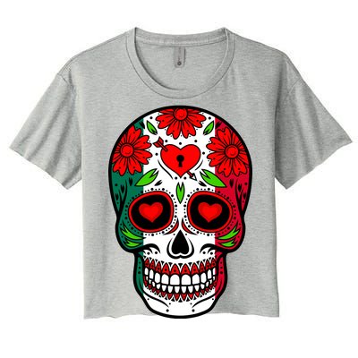 Mexican Sugar Skull Women's Crop Top Tee