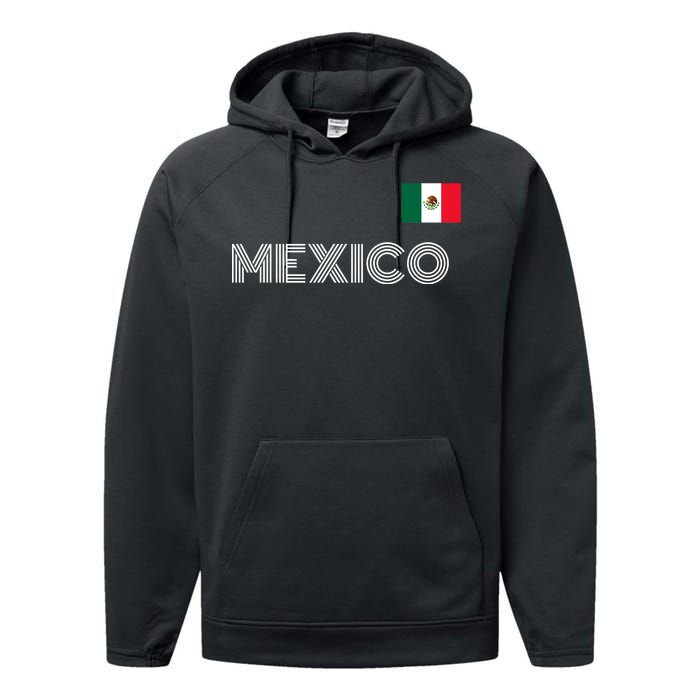 Mexico Country Flag Logo Performance Fleece Hoodie