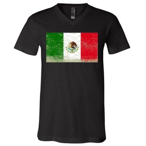 Mexico Flag Grunge V-Neck T-Shirt