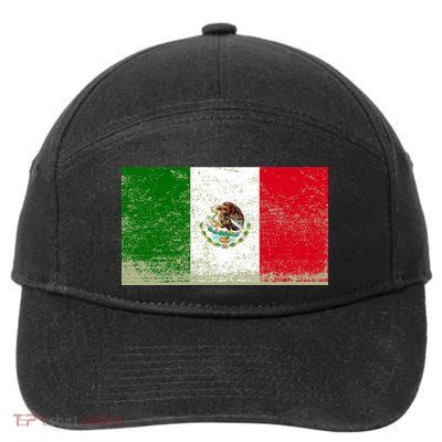 Mexico Flag Grunge 7-Panel Snapback Hat