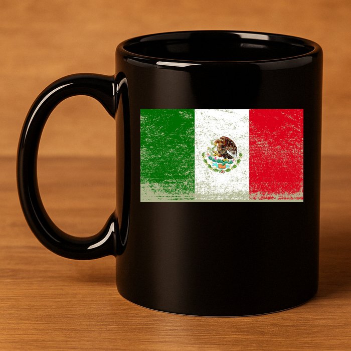 Mexico Flag Grunge 11oz C Handle Ceramic Mug