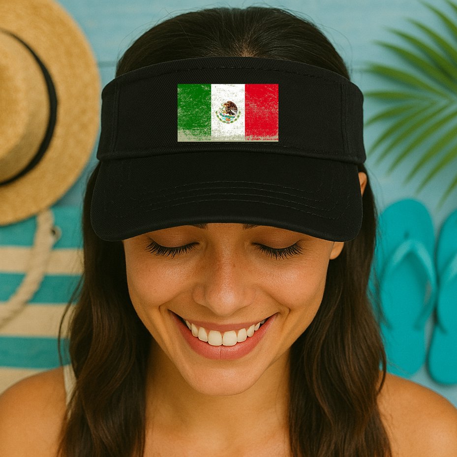 Mexico Flag Grunge Visor