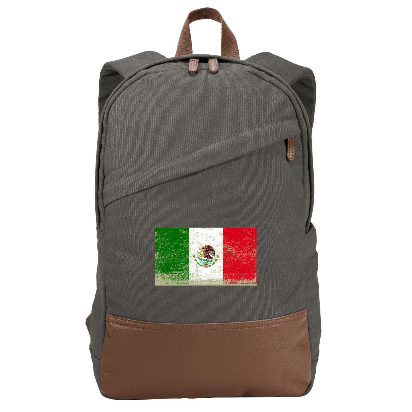 Mexico Flag Grunge Cotton Canvas Backpack