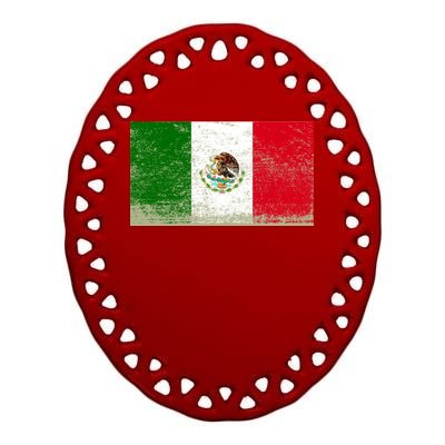 Mexico Flag Grunge Ceramic Oval Ornament