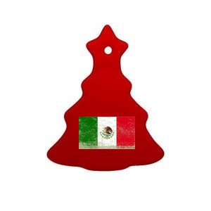 Mexico Flag Grunge Ceramic Tree Ornament