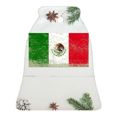 Mexico Flag Grunge Ceramic Bell Ornament