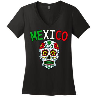 Mexico Skull Women's V-Neck T-Shirt