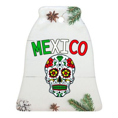 Mexico Skull Ceramic Bell Ornament