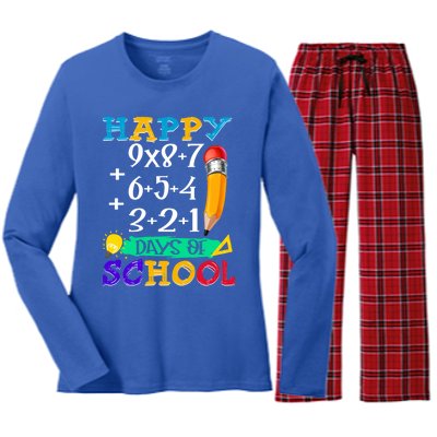 Math Formula 100 Days Of School Teacher Students Cute Gift Women's Long Sleeve Flannel Pajama Set 