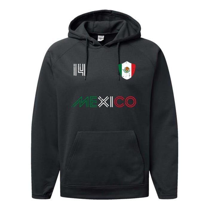 Mexico Flag 14 Mexican Soccer Fan Women Performance Fleece Hoodie