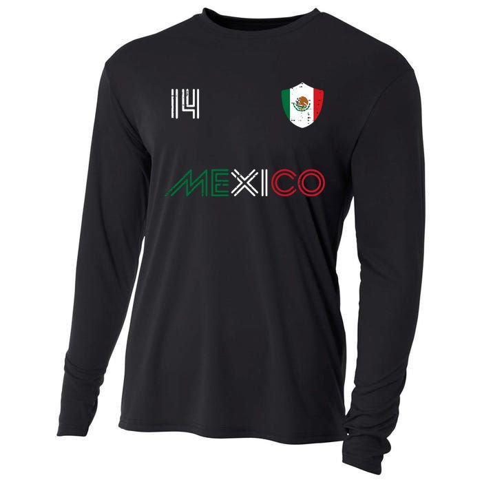 Mexico Flag 14 Mexican Soccer Fan Women Cooling Performance Long Sleeve Crew