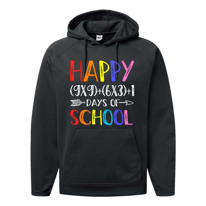 Math Formula 100 Days Of School Funny Math Teacher 100th Day Gift Performance Fleece Hoodie