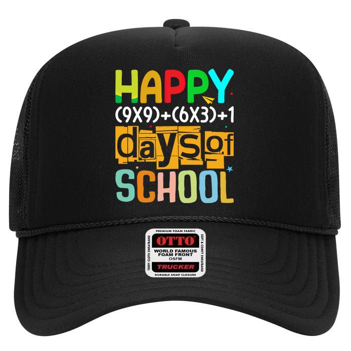 Math Formula 100 Days Of School Funny Math Teacher 100th Day Gift High Crown Mesh Back Trucker Hat