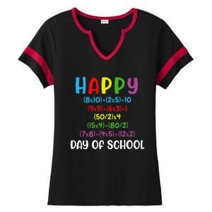 Math Formula 100 Days Of School Funny Math Teacher 100th Day Ladies Halftime Notch Neck Tee