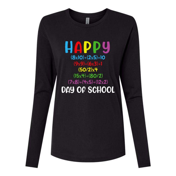 Math Formula 100 Days Of School Funny Math Teacher 100th Day Womens Cotton Relaxed Long Sleeve T-Shirt