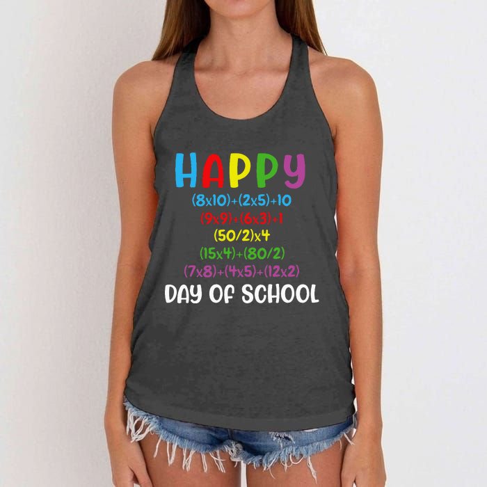 Math Formula 100 Days Of School Funny Math Teacher 100th Day Women's Knotted Racerback Tank