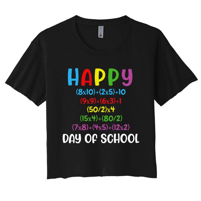 Math Formula 100 Days Of School Funny Math Teacher 100th Day Women's Crop Top Tee