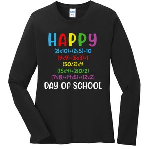 Math Formula 100 Days Of School Funny Math Teacher 100th Day Ladies Long Sleeve Shirt