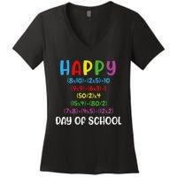 Math Formula 100 Days Of School Funny Math Teacher 100th Day Women's V-Neck T-Shirt