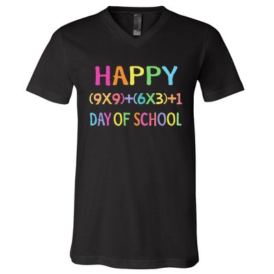 Math Formula 100 Days Of School Teacher V-Neck T-Shirt