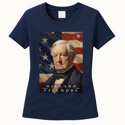 Millard Fillmore 13th President Of The United States Portrait Womens T-Shirt