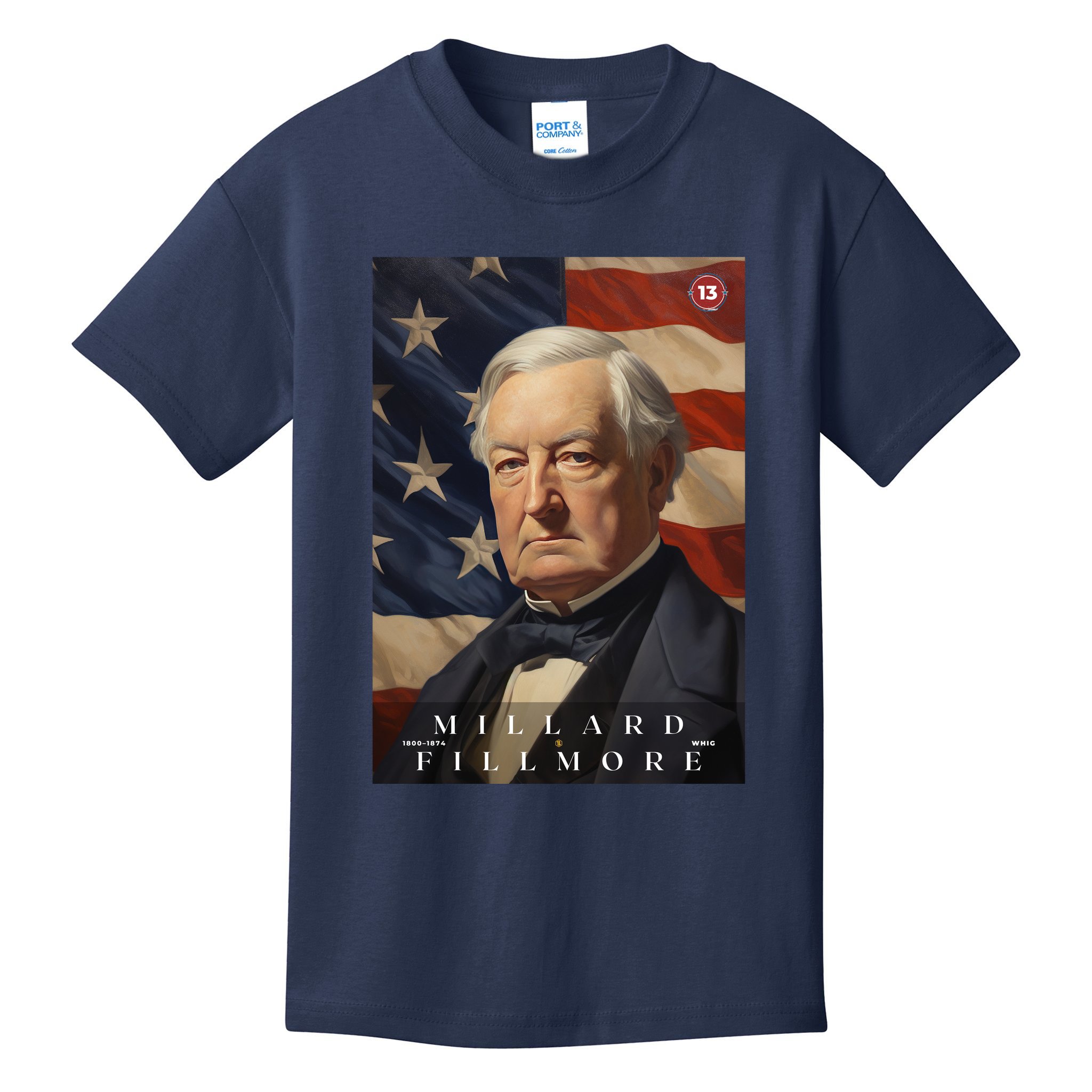Millard Fillmore 13th President Of The United States Portrait Kids T-Shirt