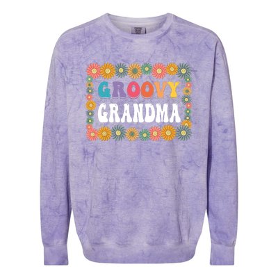 Matching Family 1st Birthday Retro Boho Party Groovy Grandma Colorblast Crewneck Sweatshirt