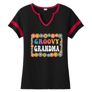 Matching Family 1st Birthday Retro Boho Party Groovy Grandma Ladies Halftime Notch Neck Tee