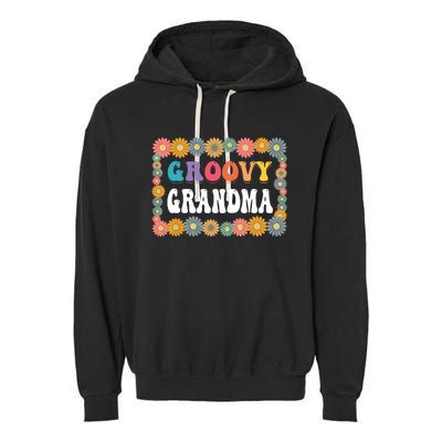 Matching Family 1st Birthday Retro Boho Party Groovy Grandma Garment-Dyed Fleece Hoodie