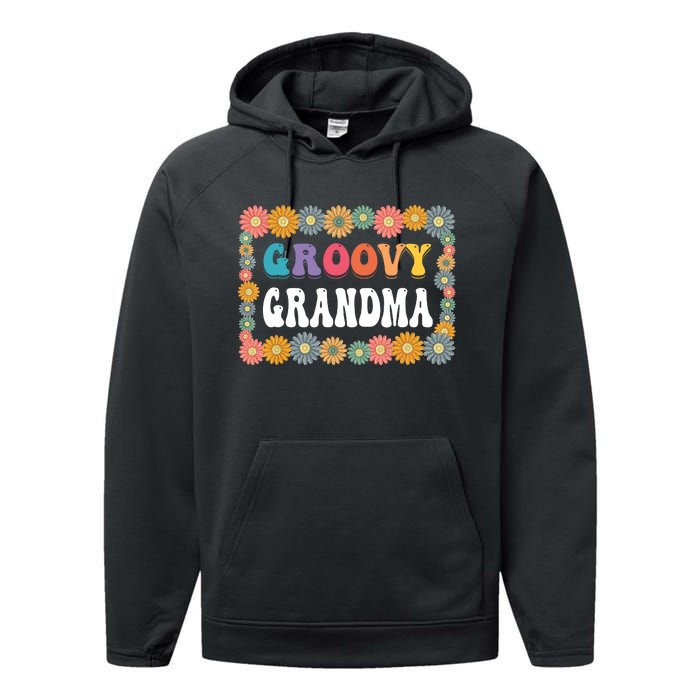 Matching Family 1st Birthday Retro Boho Party Groovy Grandma Performance Fleece Hoodie