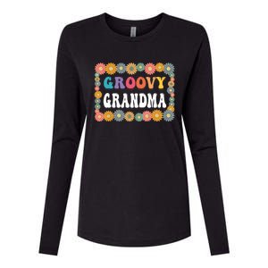 Matching Family 1st Birthday Retro Boho Party Groovy Grandma Womens Cotton Relaxed Long Sleeve T-Shirt