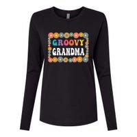 Matching Family 1st Birthday Retro Boho Party Groovy Grandma Womens Cotton Relaxed Long Sleeve T-Shirt