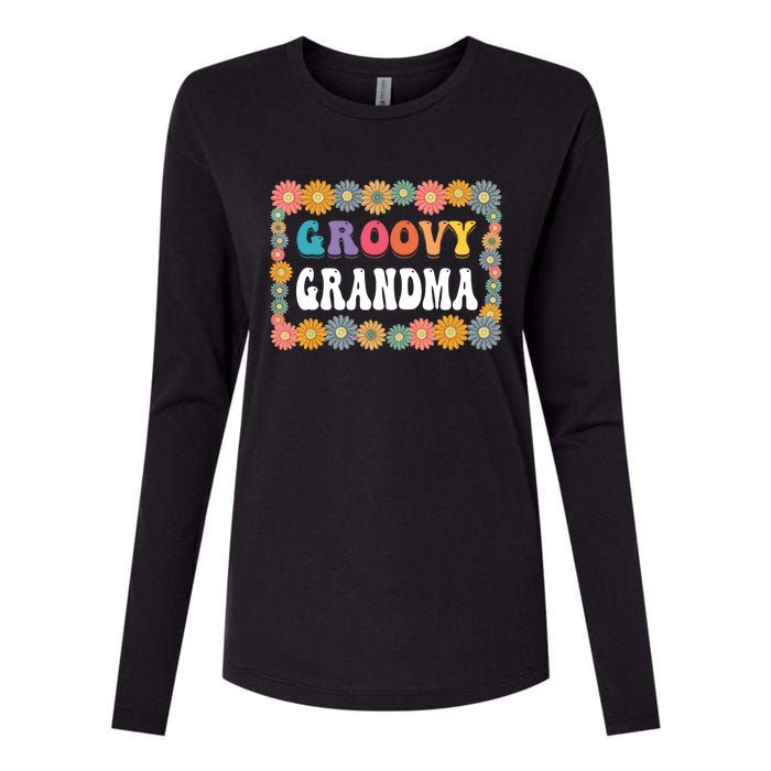 Matching Family 1st Birthday Retro Boho Party Groovy Grandma Womens Cotton Relaxed Long Sleeve T-Shirt