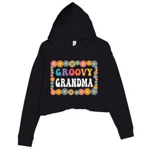 Matching Family 1st Birthday Retro Boho Party Groovy Grandma Crop Fleece Hoodie