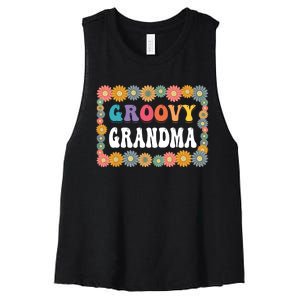 Matching Family 1st Birthday Retro Boho Party Groovy Grandma Women's Racerback Cropped Tank