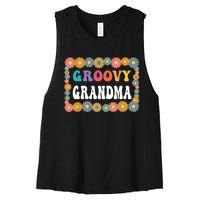 Matching Family 1st Birthday Retro Boho Party Groovy Grandma Women's Racerback Cropped Tank