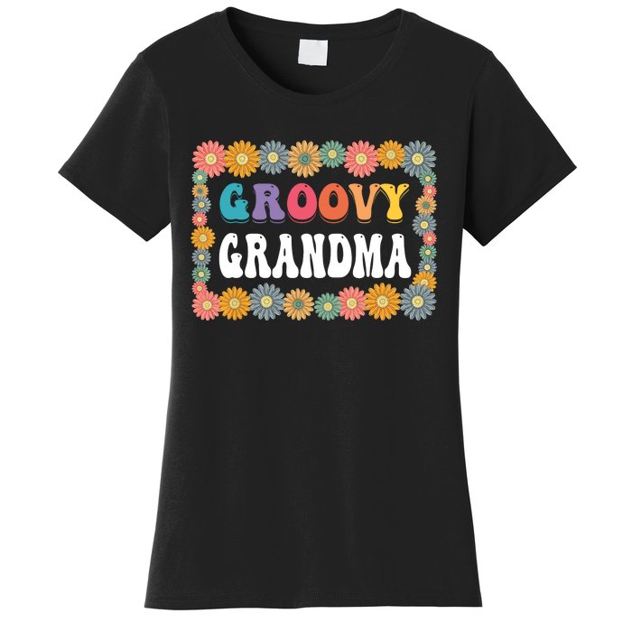 Matching Family 1st Birthday Retro Boho Party Groovy Grandma Women's T-Shirt